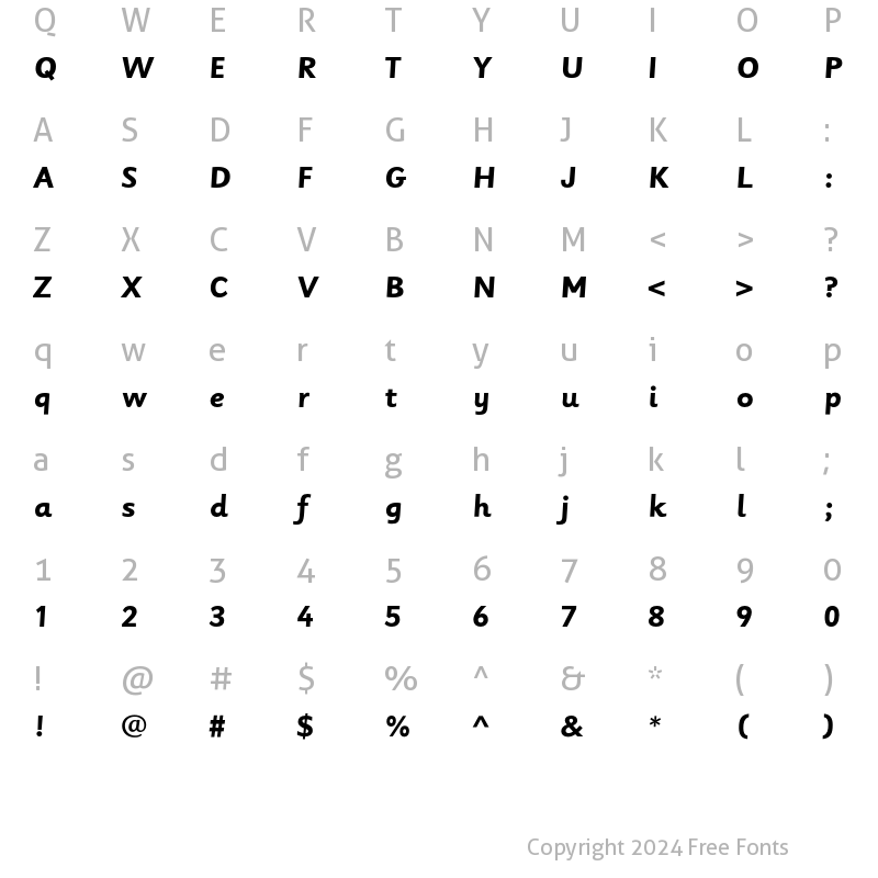 Character Map of Sassoon Primary Std Bold