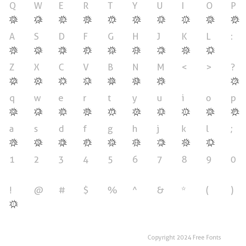 Character Map of Sassys Sonne Regular