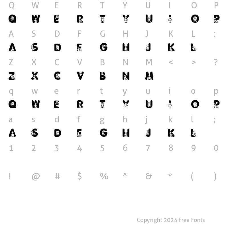 Character Map of Sassys Teddys 3 Regular