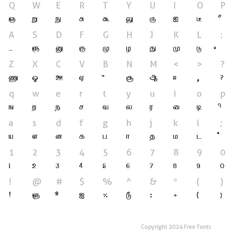 Character Map of SATHAYAM Normal