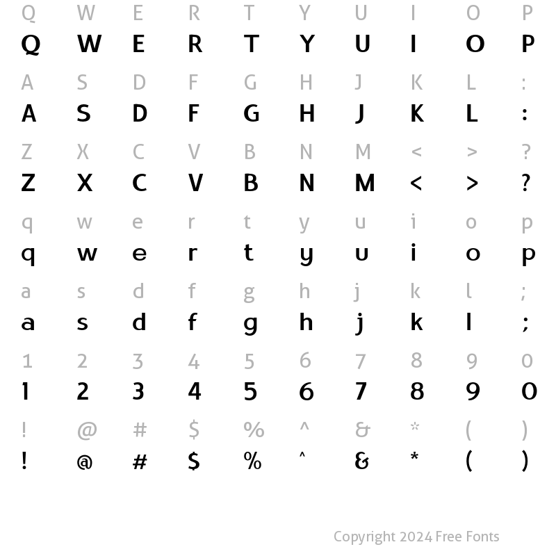 Character Map of Satrio Medium