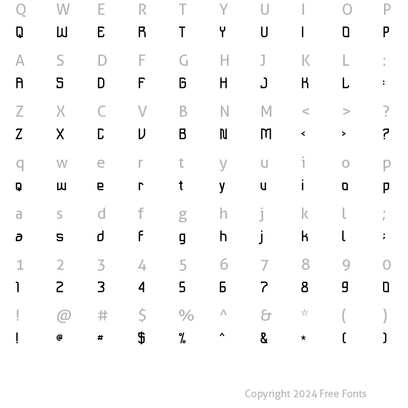 Character Map of Satriya Regular