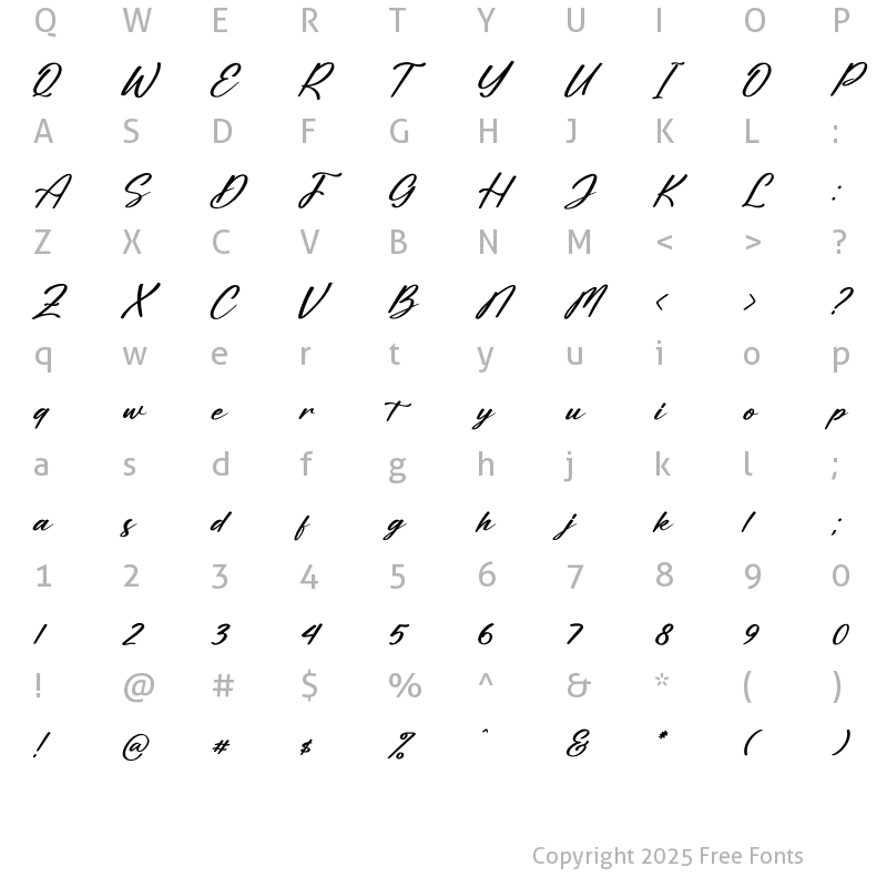 Character Map of Saturday Bright Italic