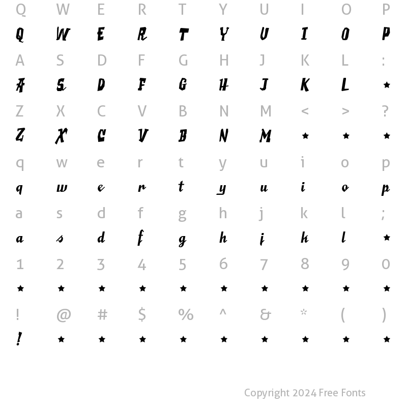 Character Map of SaucyMillionaire Regular