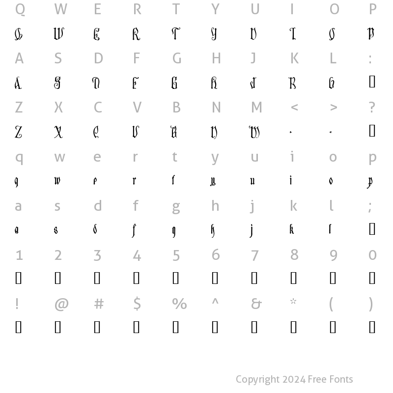 Character Map of Sauerkraut Regular