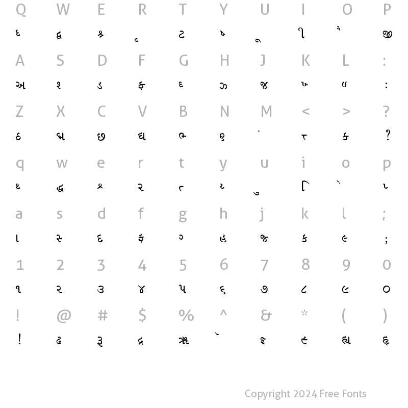 Character Map of Saumil_guj2 Normal