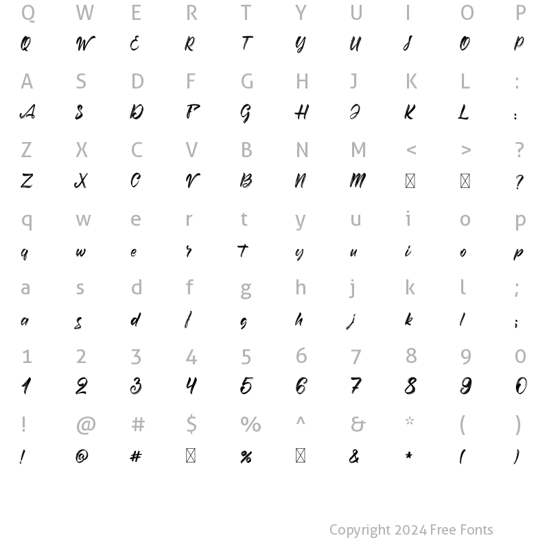 Character Map of Savannah Script Regular