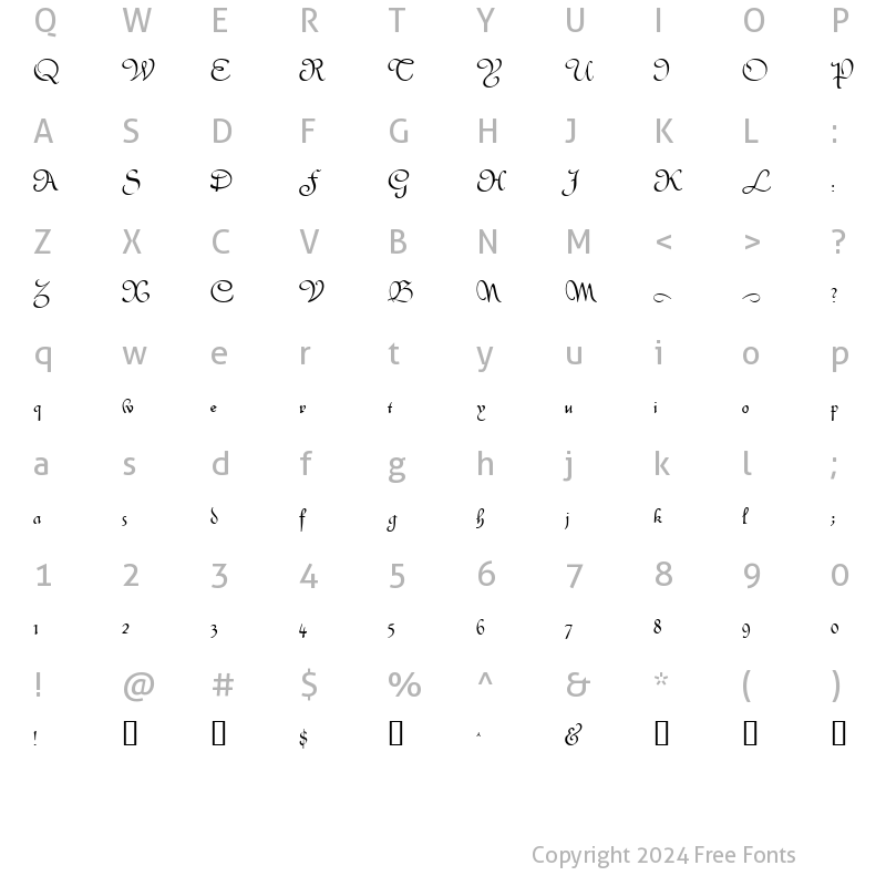 Character Map of SavannahScriptSSK Regular