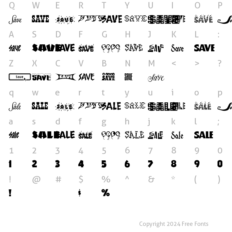 Character Map of SavesAndSales Regular