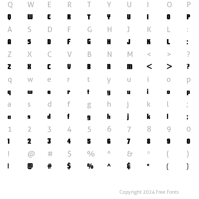 Character Map of Savings Bond Contour Regular