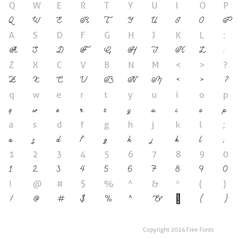 Character Map of Savoiardi Regular