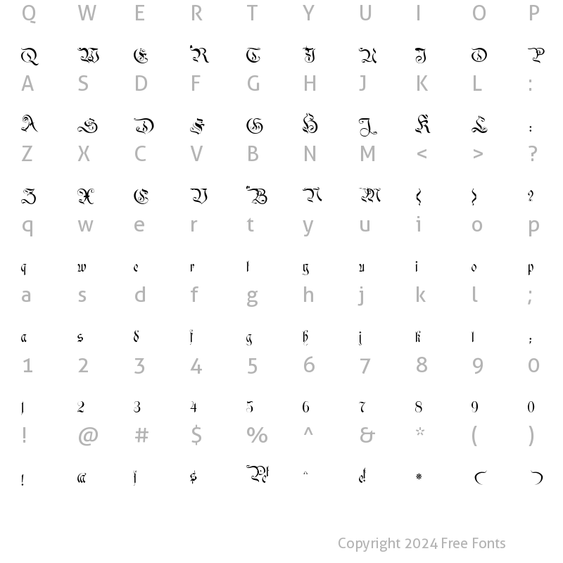 Character Map of Savoy Plain Regular