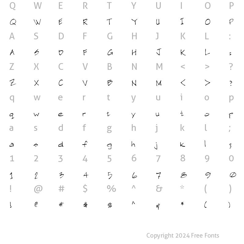 Character Map of SawyersHand Regular