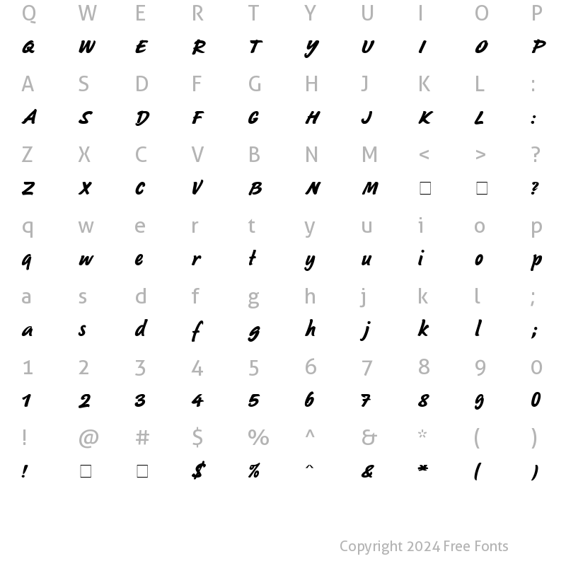 Character Map of Sayer Script MN Regular