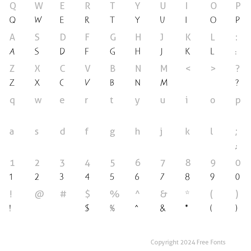 Character Map of SayerSpiritual MN Regular