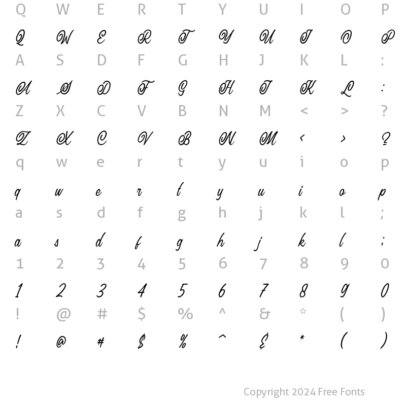 Character Map of Saylena Regular