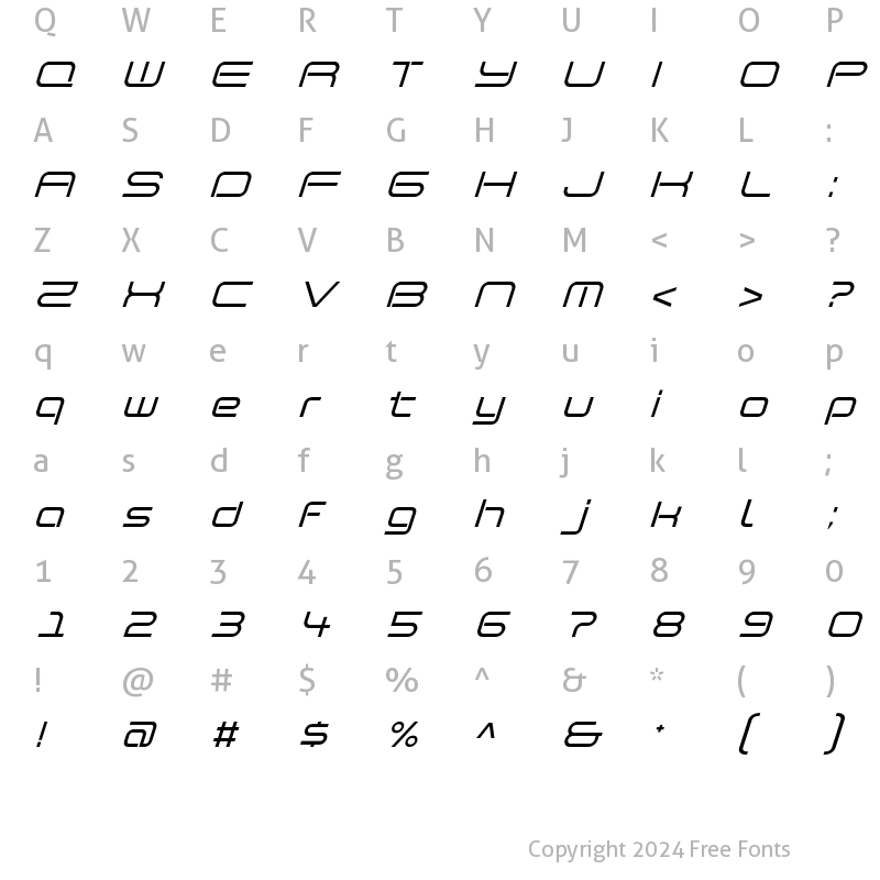 Character Map of SB Vibe Italic