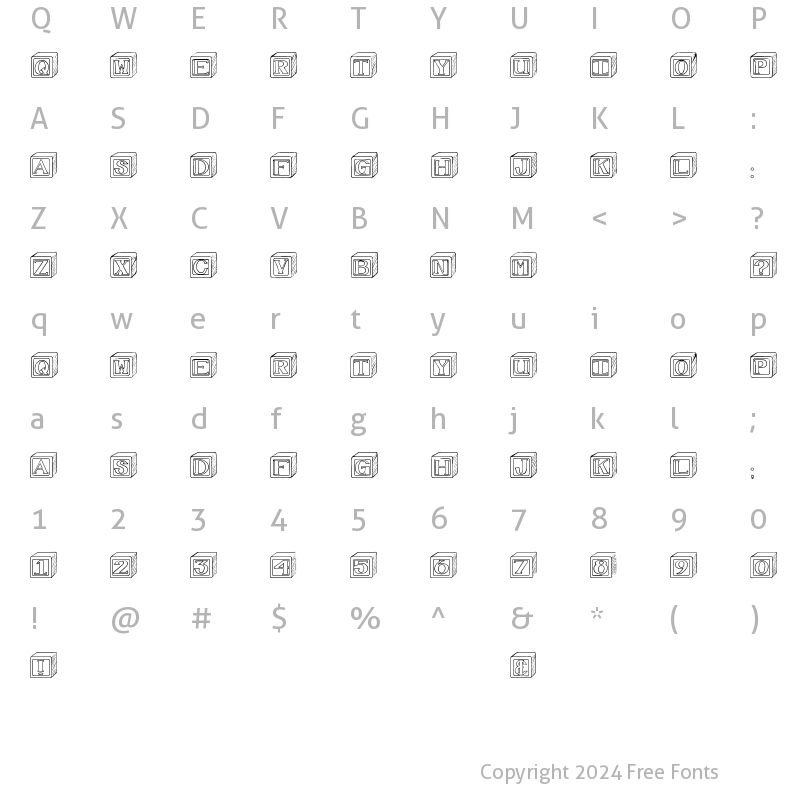 Character Map of SBC Baby Blocks Regular