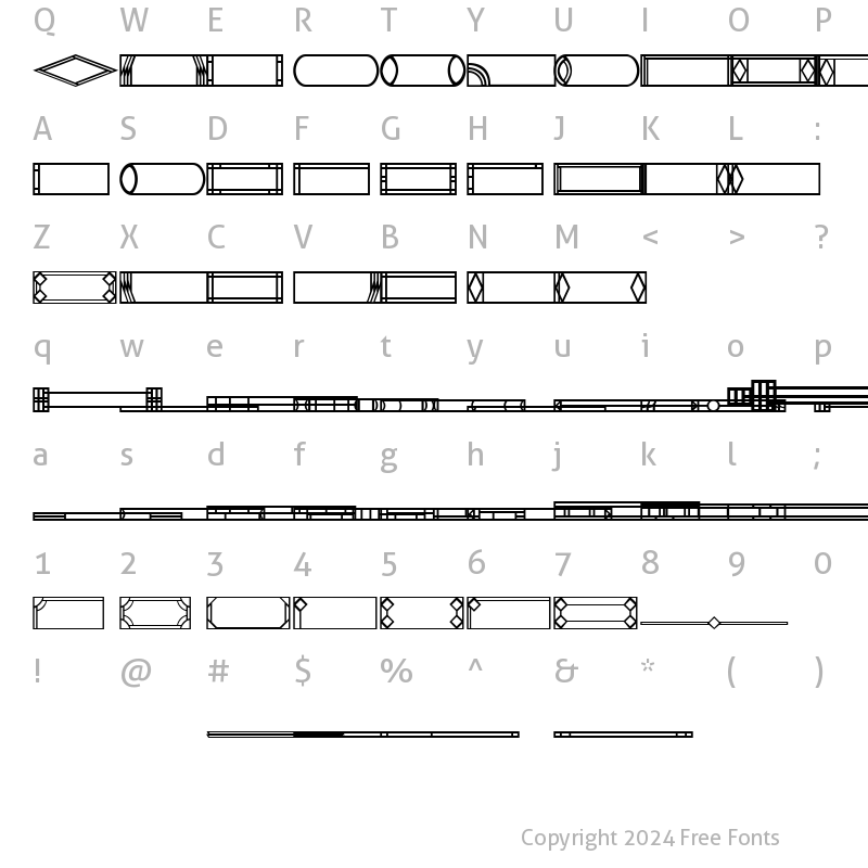 Character Map of SC Glass Buttonsnbars Regular