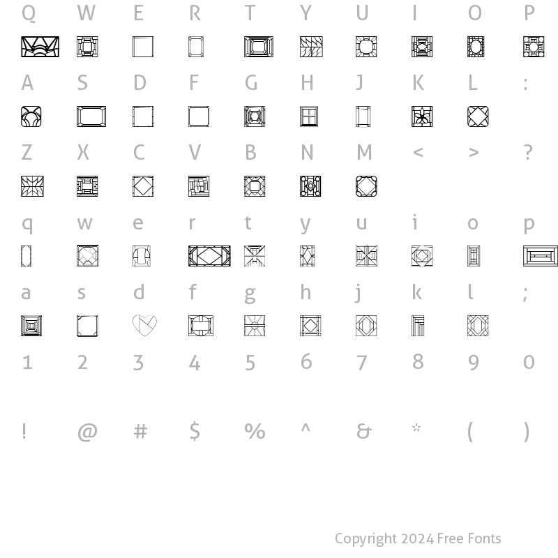 Character Map of SC Stained Glass Regular