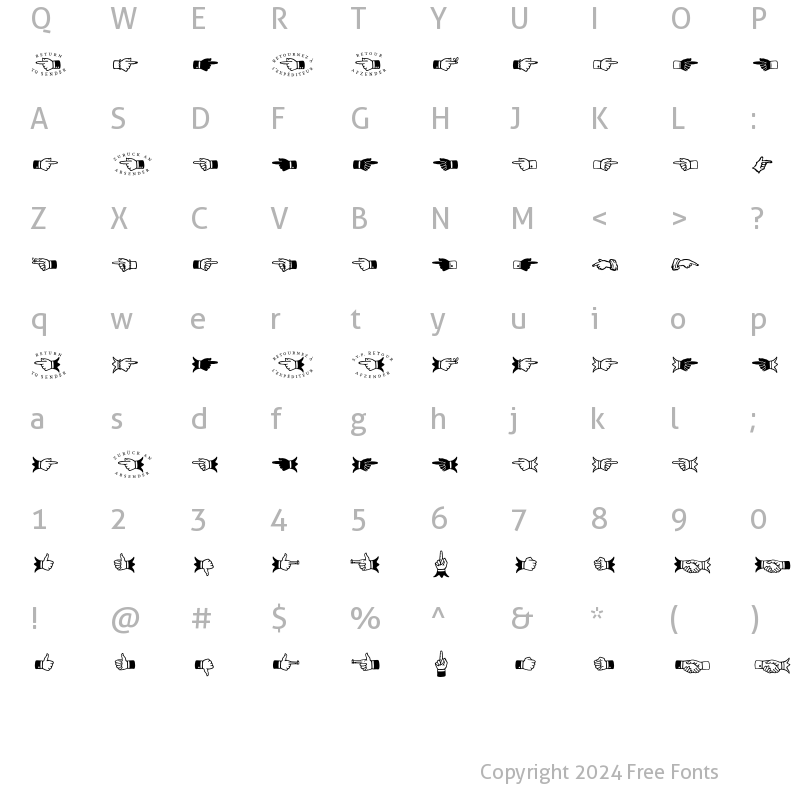 Character Map of Scala Hands Regular