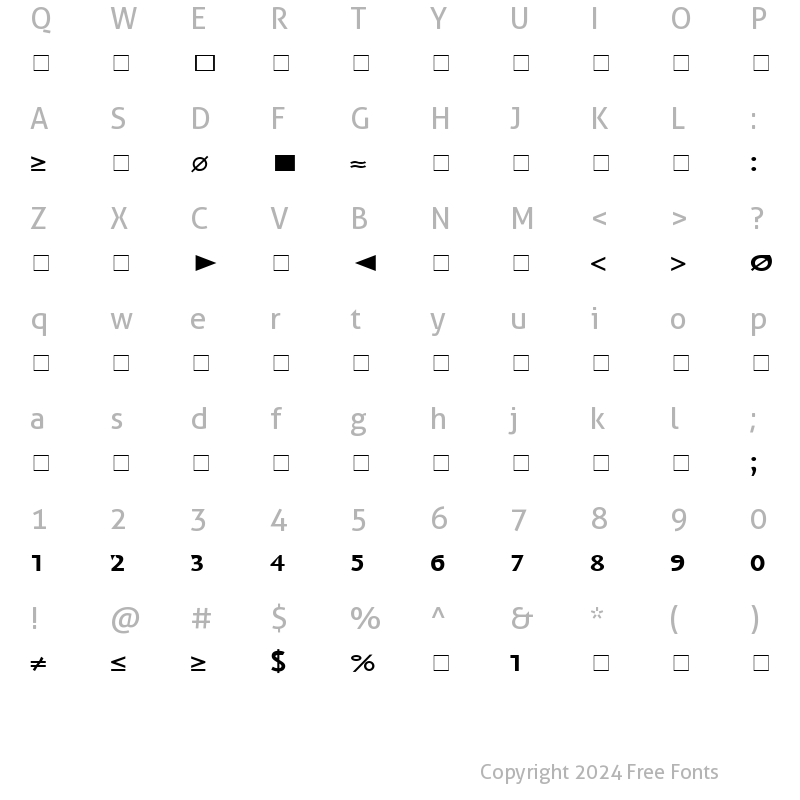 Character Map of ScalaSans-FiguresBold Unknown