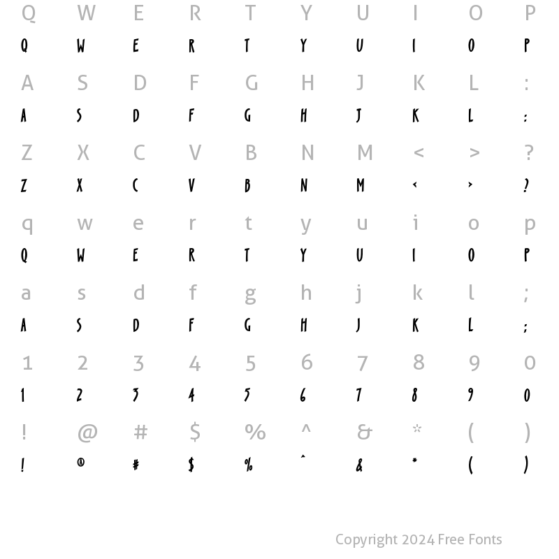 Character Map of Scamp Bold