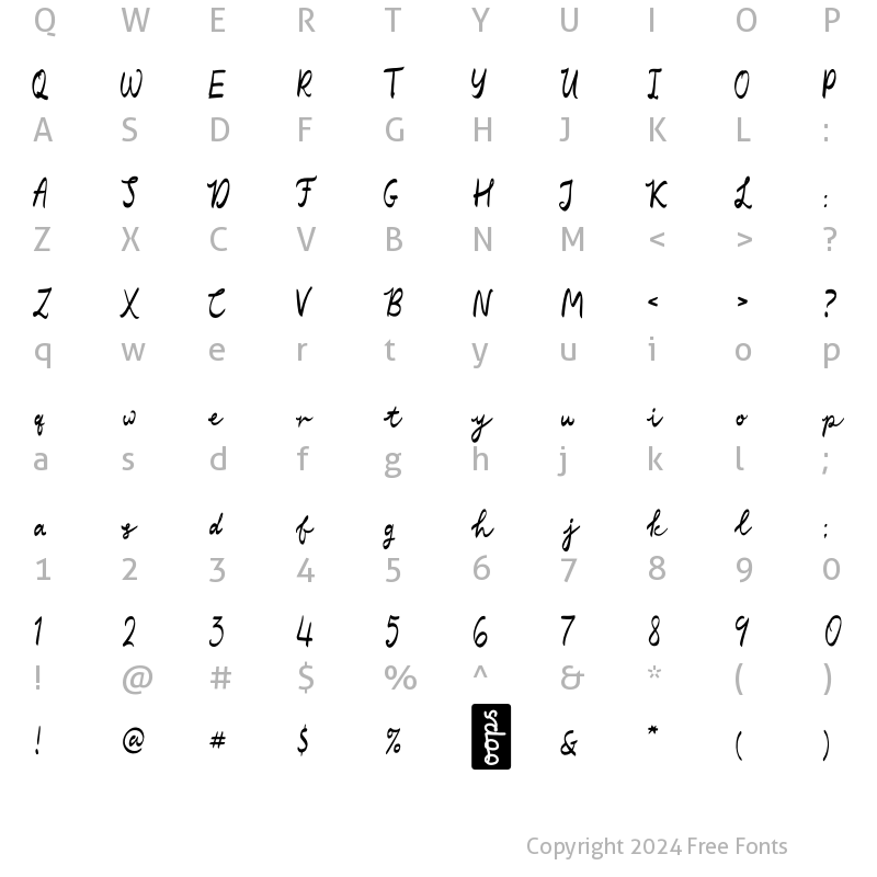 Character Map of Scandiebox Two Regular