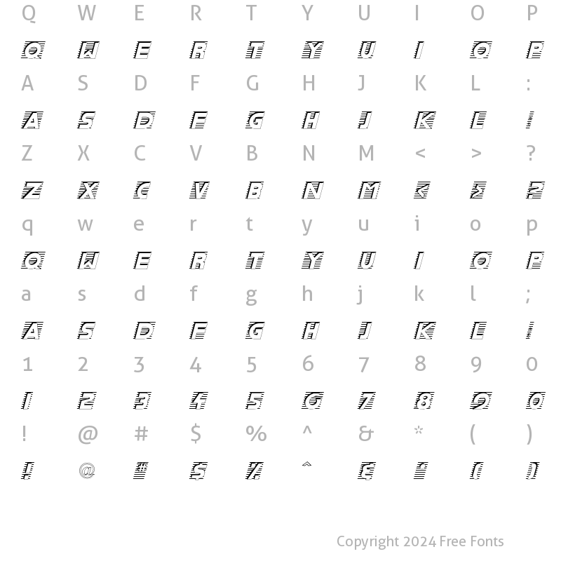 Character Map of Scanning Font Regular