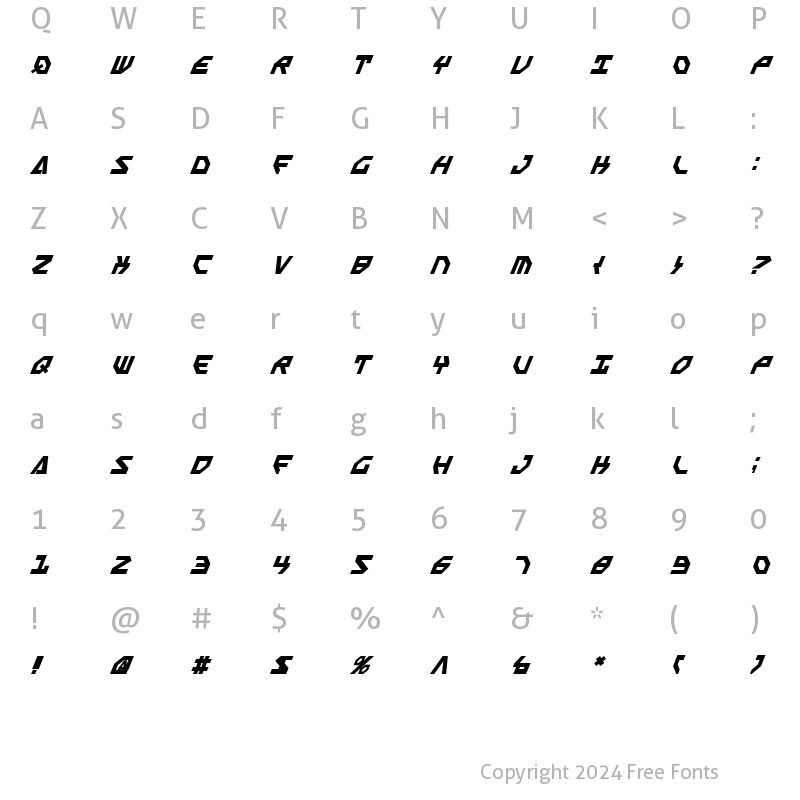 Character Map of Scarab Script Bold Italic Bold Italic