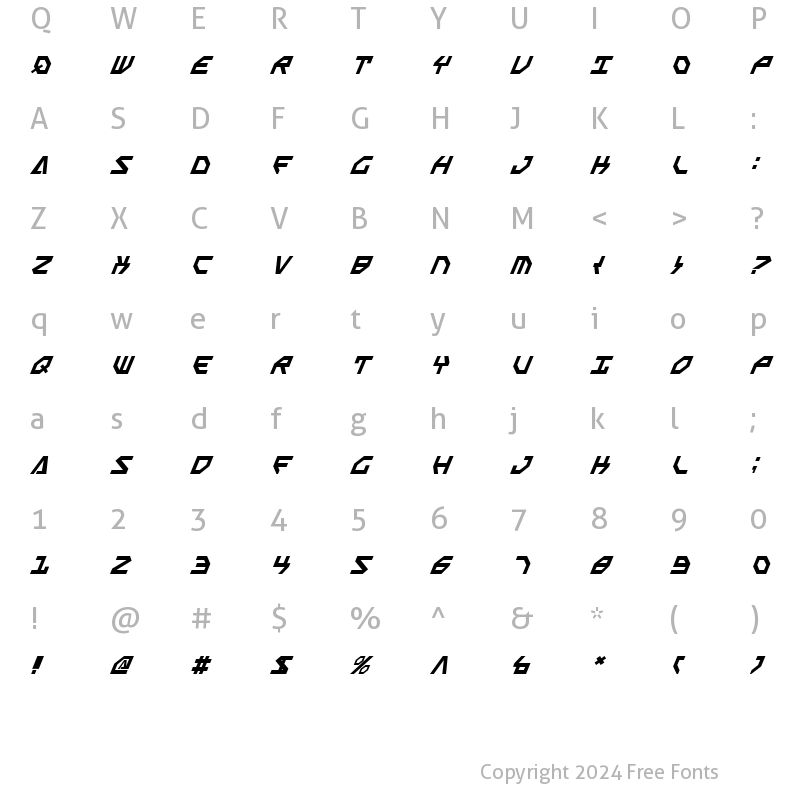 Character Map of Scarab Script Italic Italic