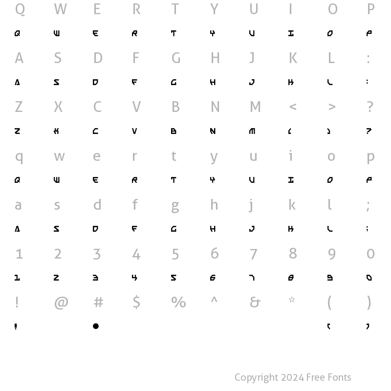 Character Map of Scarab Script Regular
