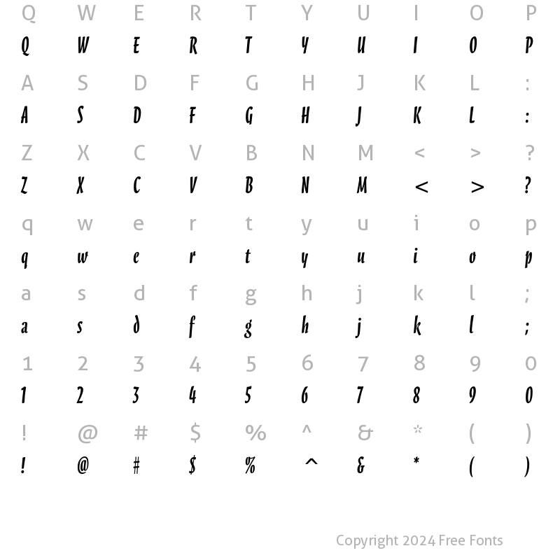 Character Map of Scarborough ITC Std Bold