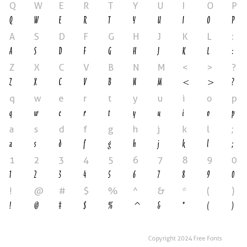 Character Map of Scarborough ITC Std Regular