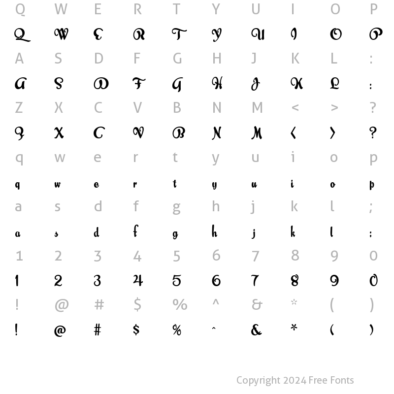 Character Map of ScarletRibbons Regular