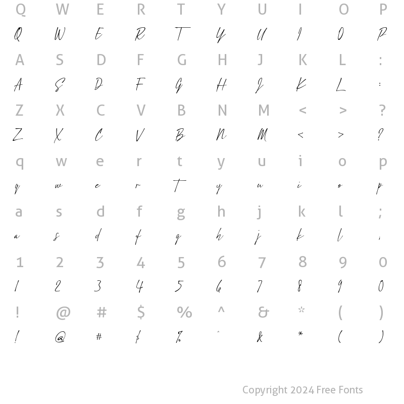 Character Map of Scarlett Busiat Regular