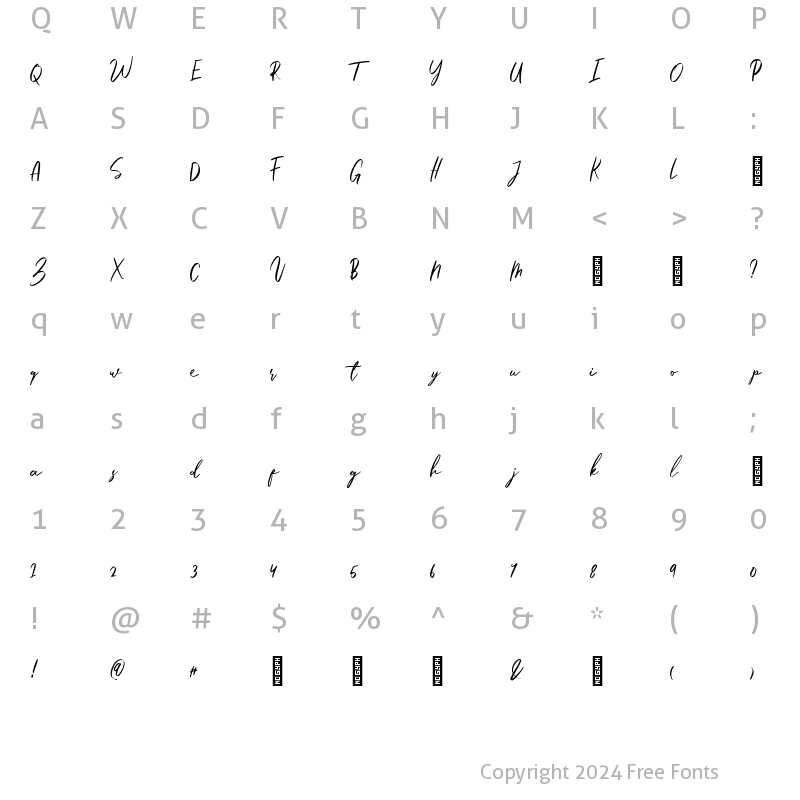 Character Map of Scarletto Regular