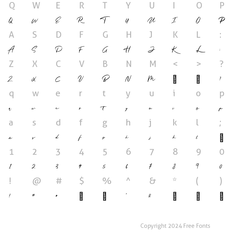 Character Map of Scarletto Signature Regular