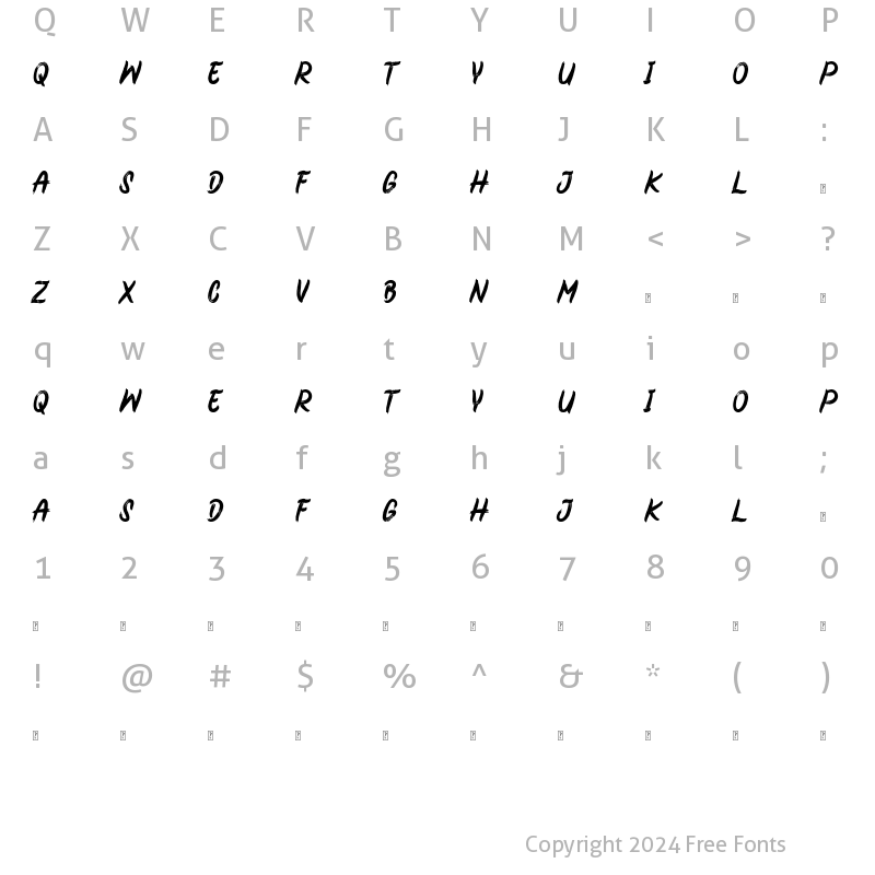 Character Map of Scary Dance Demo Regular