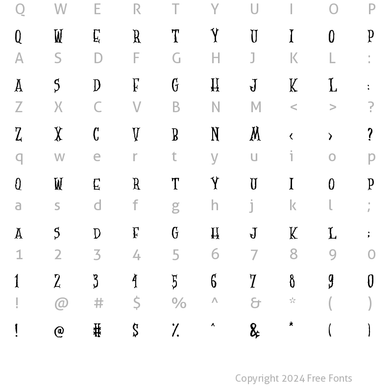 Character Map of Scary Zombie Regular