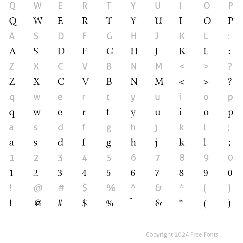 Character Map of ScenicLight Regular