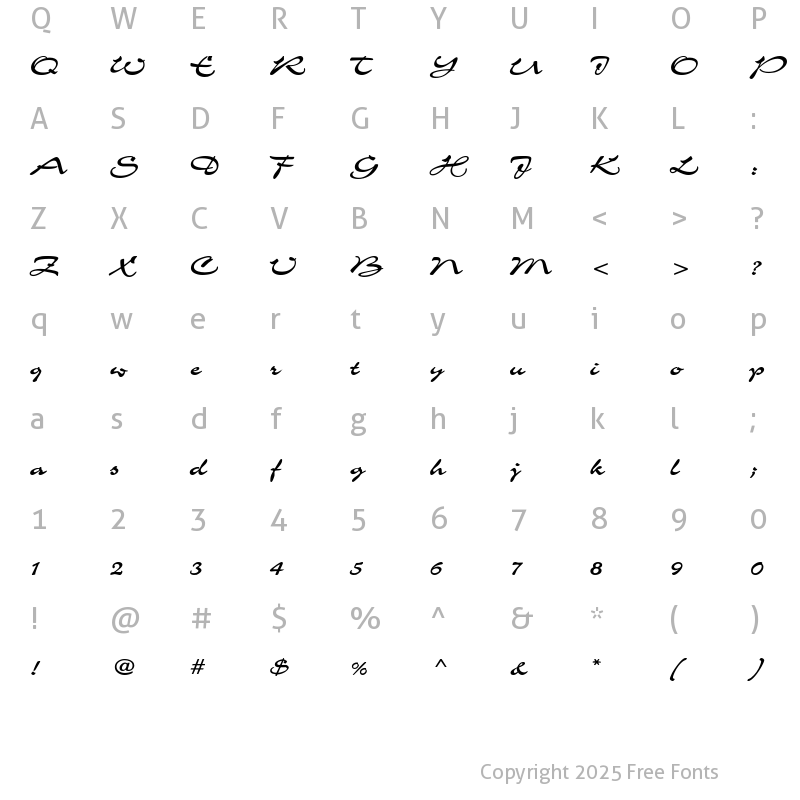 Character Map of Scheherezade Bold