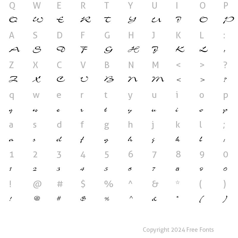 Character Map of Scheherezade Regular