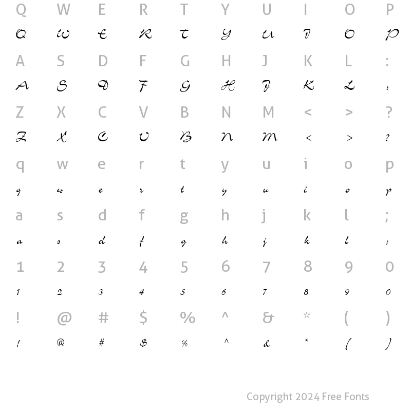 Character Map of ScheherezadeCondensed Regular