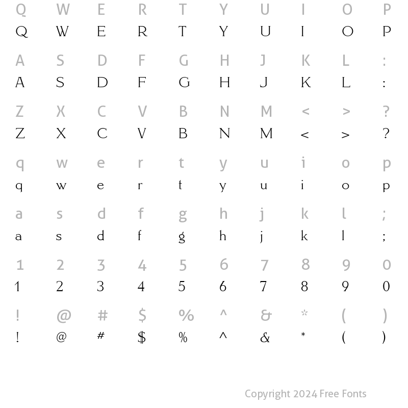 Character Map of SchillerAntiquaLight Medium