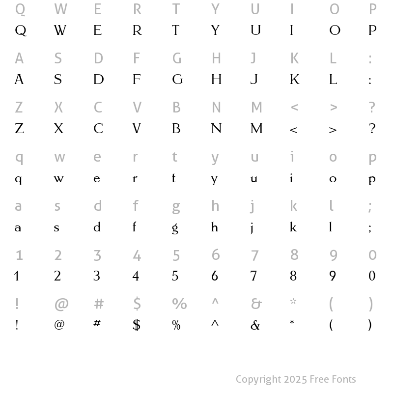 Character Map of SchillerAntiquaMedium Medium