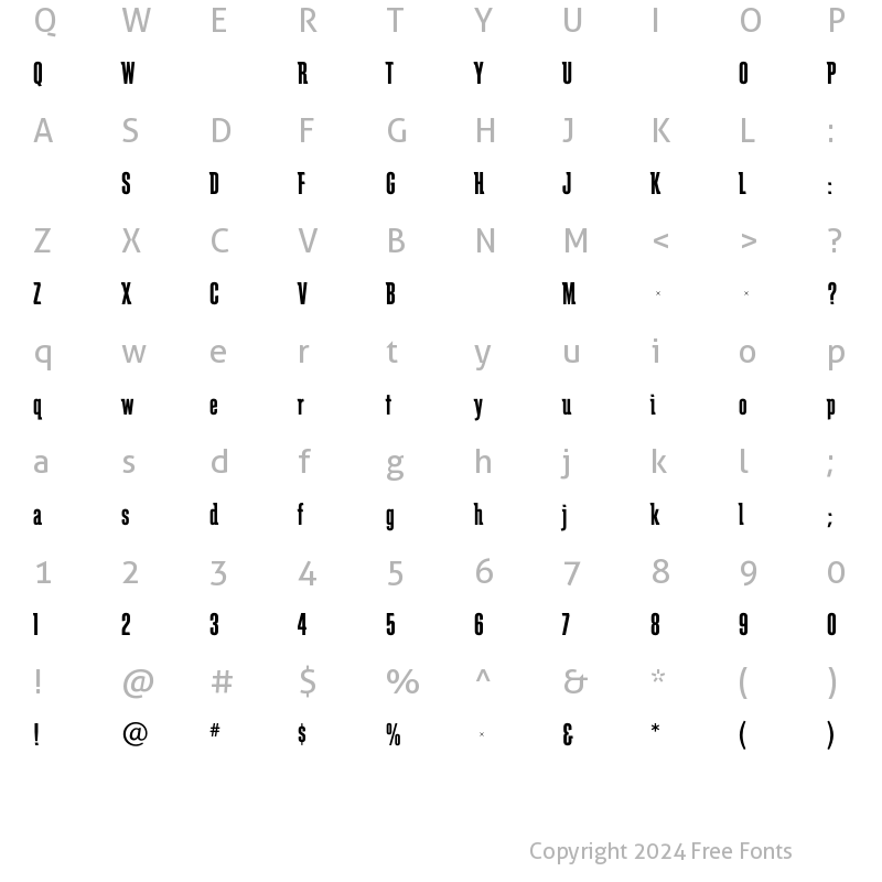 Character Map of SchindlerBold Regular