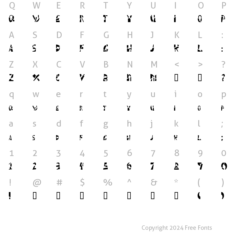 Character Map of Schizm Regular