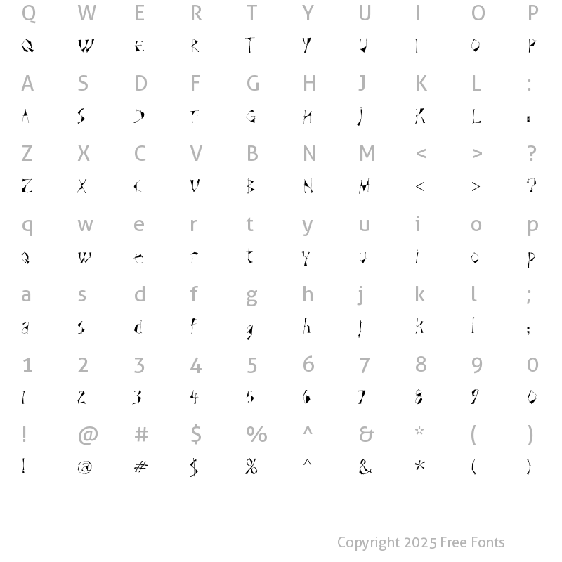 Character Map of Schizoid ITC Std Regular