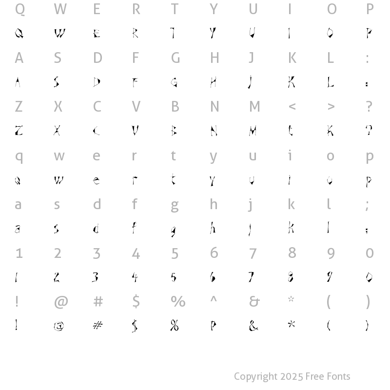 Character Map of SchizoidITC TT Regular